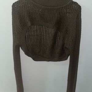Olive Crop Top Sweater